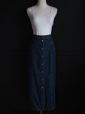 Jones New York Signature | Vintage Button-Front Denim Maxi Skirt